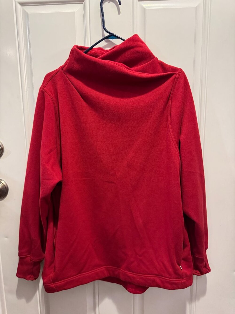 Athleta Cozy Karma Twist Neck Funnel Sweatshirt Pullover Sweater Red Berry 1X
